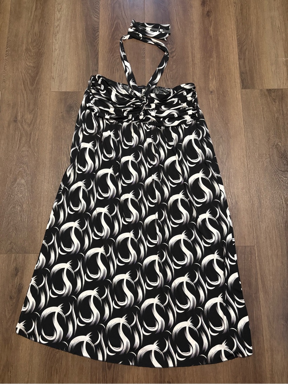 Ashley Stewart Black & White One-Shoulder Halter Dress Plus Size 3X